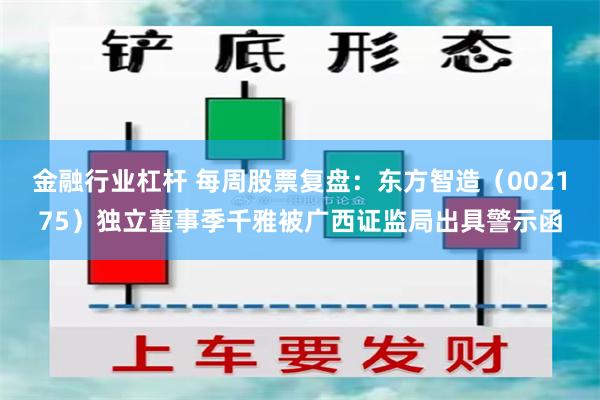 金融行业杠杆 每周股票复盘：东方智造（002175）独立董事季千雅被广西证监局出具警示函