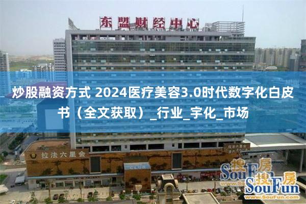 炒股融资方式 2024医疗美容3.0时代数字化白皮书（全文获取）_行业_宇化_市场